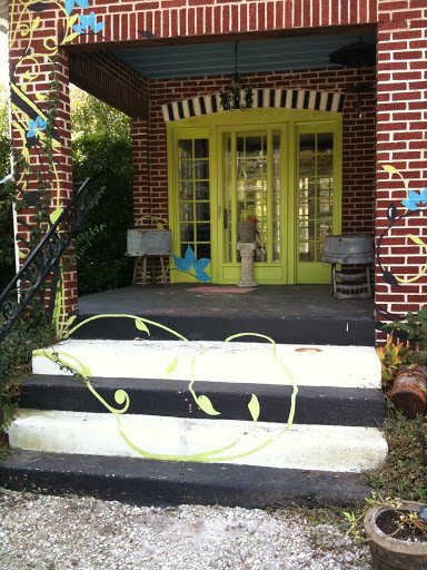 My lime green front door and front porch