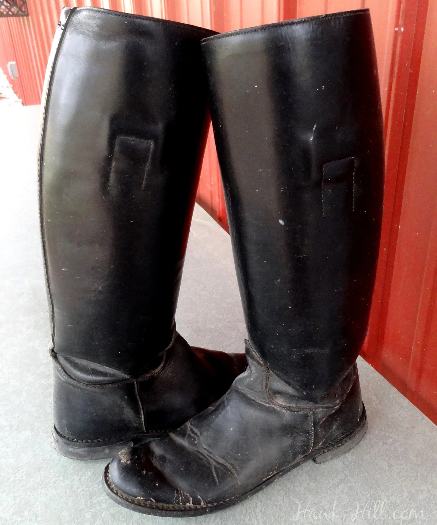 Refreshed and redyed leather boots