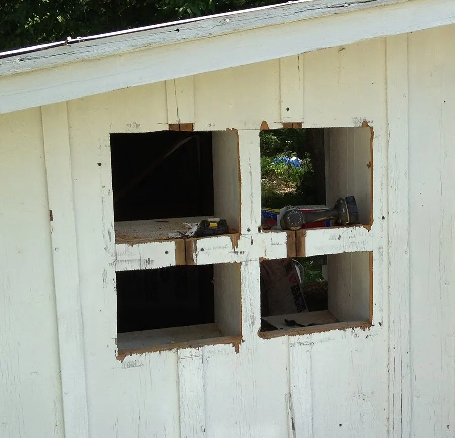 Cutting the exterior wall to add reach through nesting boxes to my chicken coop