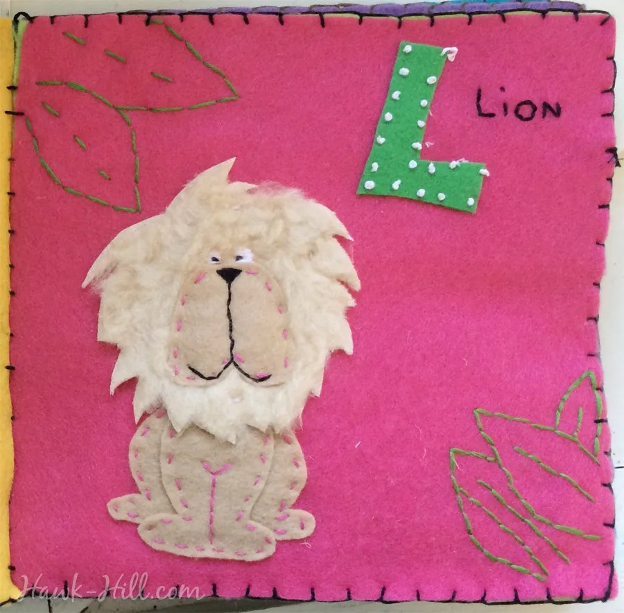 My Quiet Book L Page Layout is a Lion