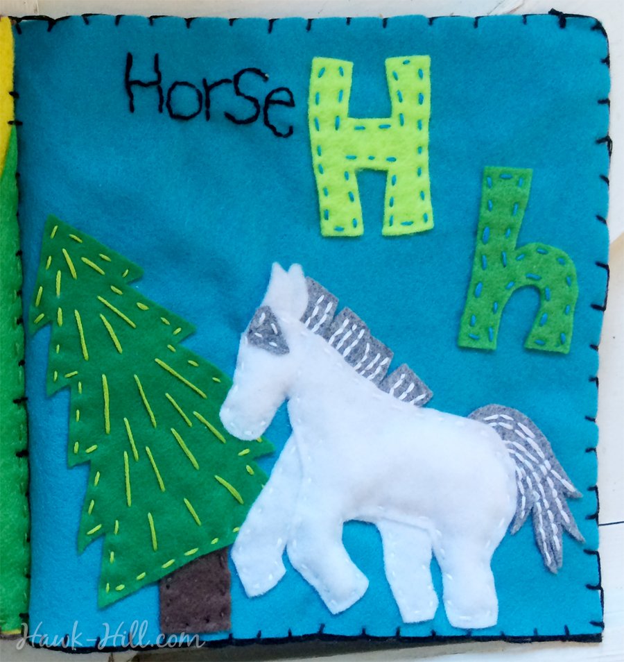 H page in my quiet book is a horse