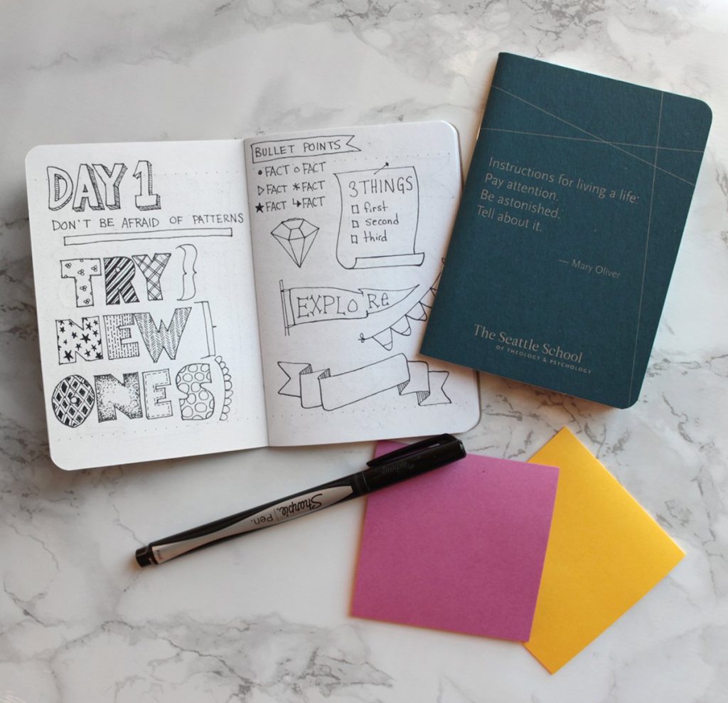 a notebook of hand lettering ideas
