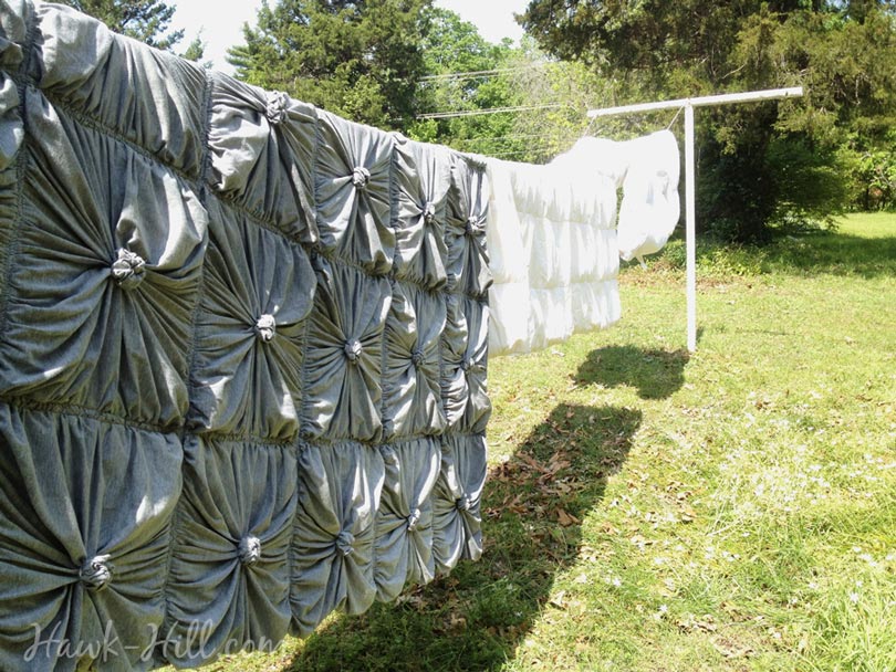 anthropologie rosette quilt drying on clothesline after commercial wash
