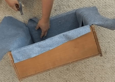 how to line a drawer with felt- the easy way