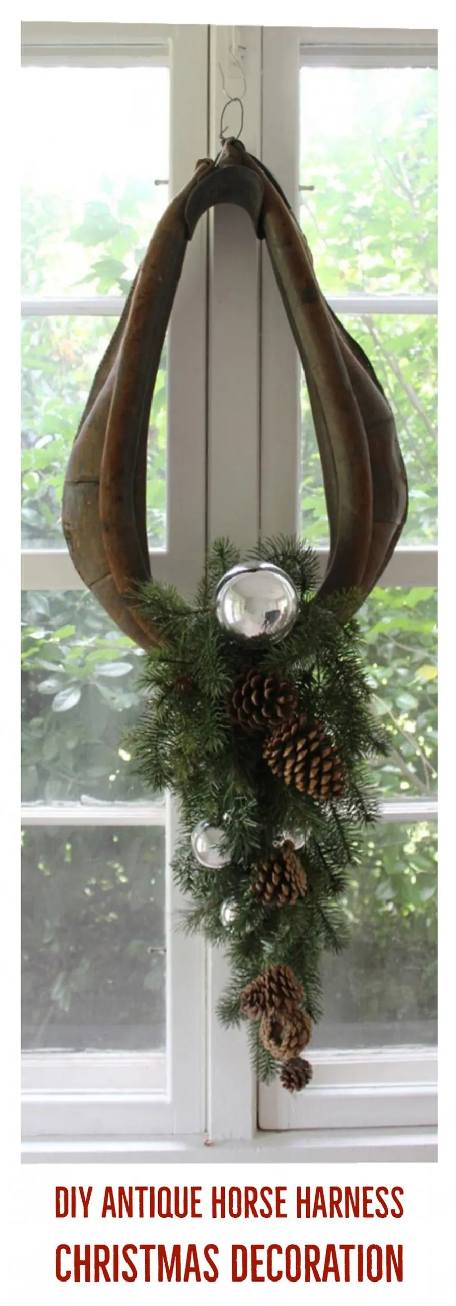 step by step instructions for turning an old horse harness collar into an elegant christmas wreath