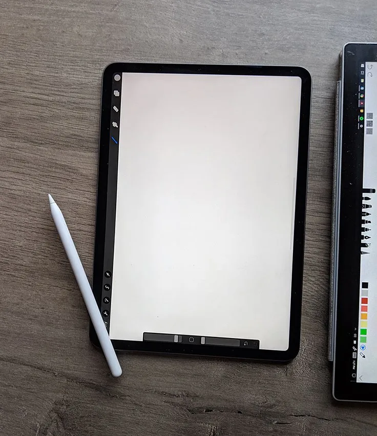 A digital artist's Side by side comparison review of drawing on a Surface Pro 4 vs the 2018 11 inch iPad Pro and Second Generation Apple Pencil 