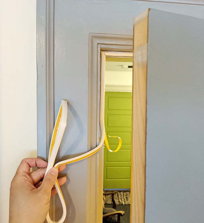 Line the entire frame of the door for maximum soundproofing and minimal noise seeping into the room