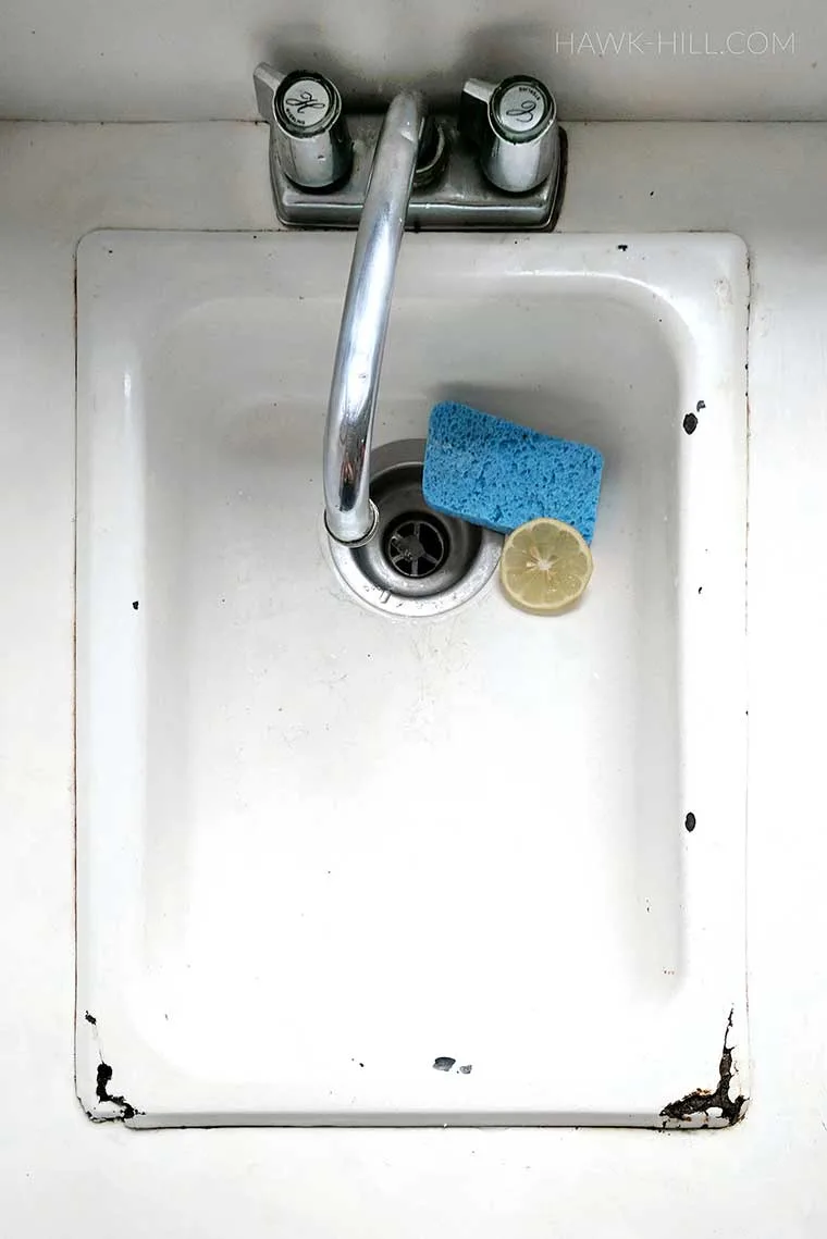 Before: DIY rusty sink repair and patch