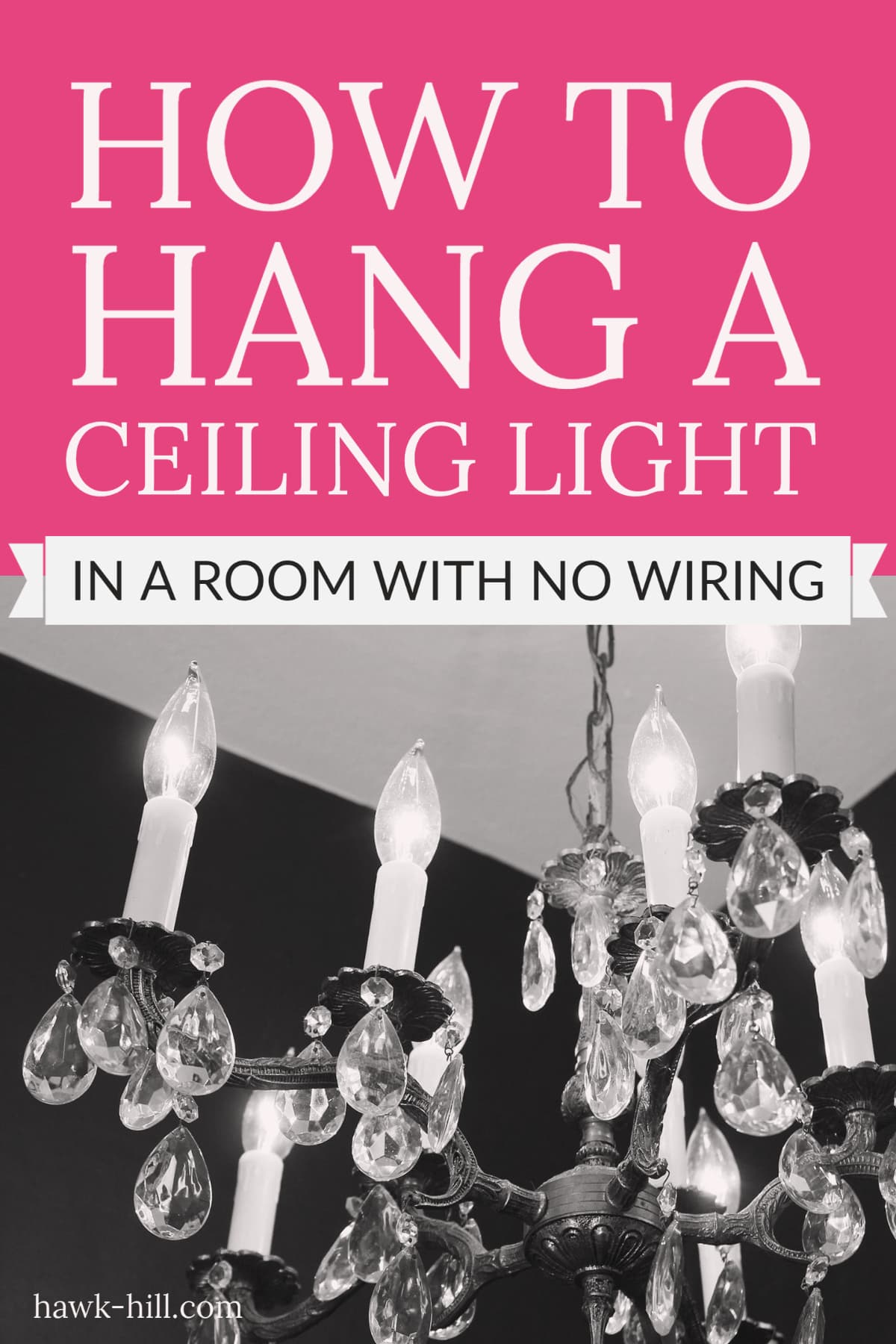 Easy tutorial for handing a chandelier with wall switch in a room without overhead wiring