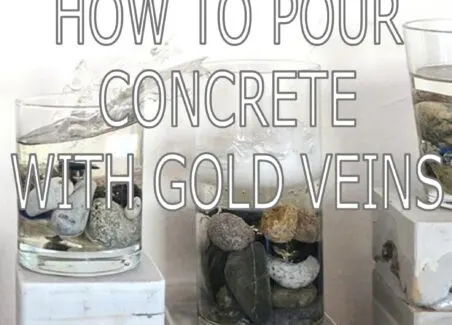 Poruing concrete with gold veins for art