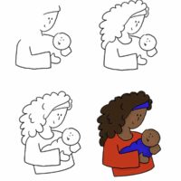 how to make a simple doodle of a mother and child