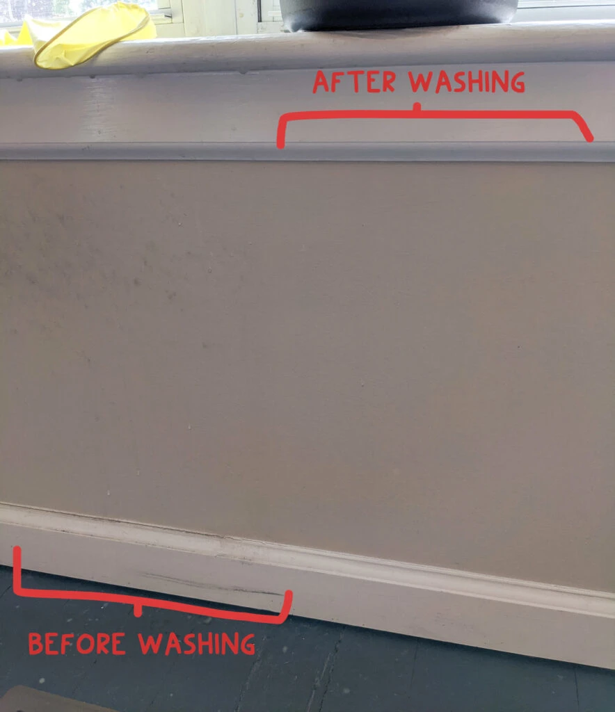 before and after wall washing