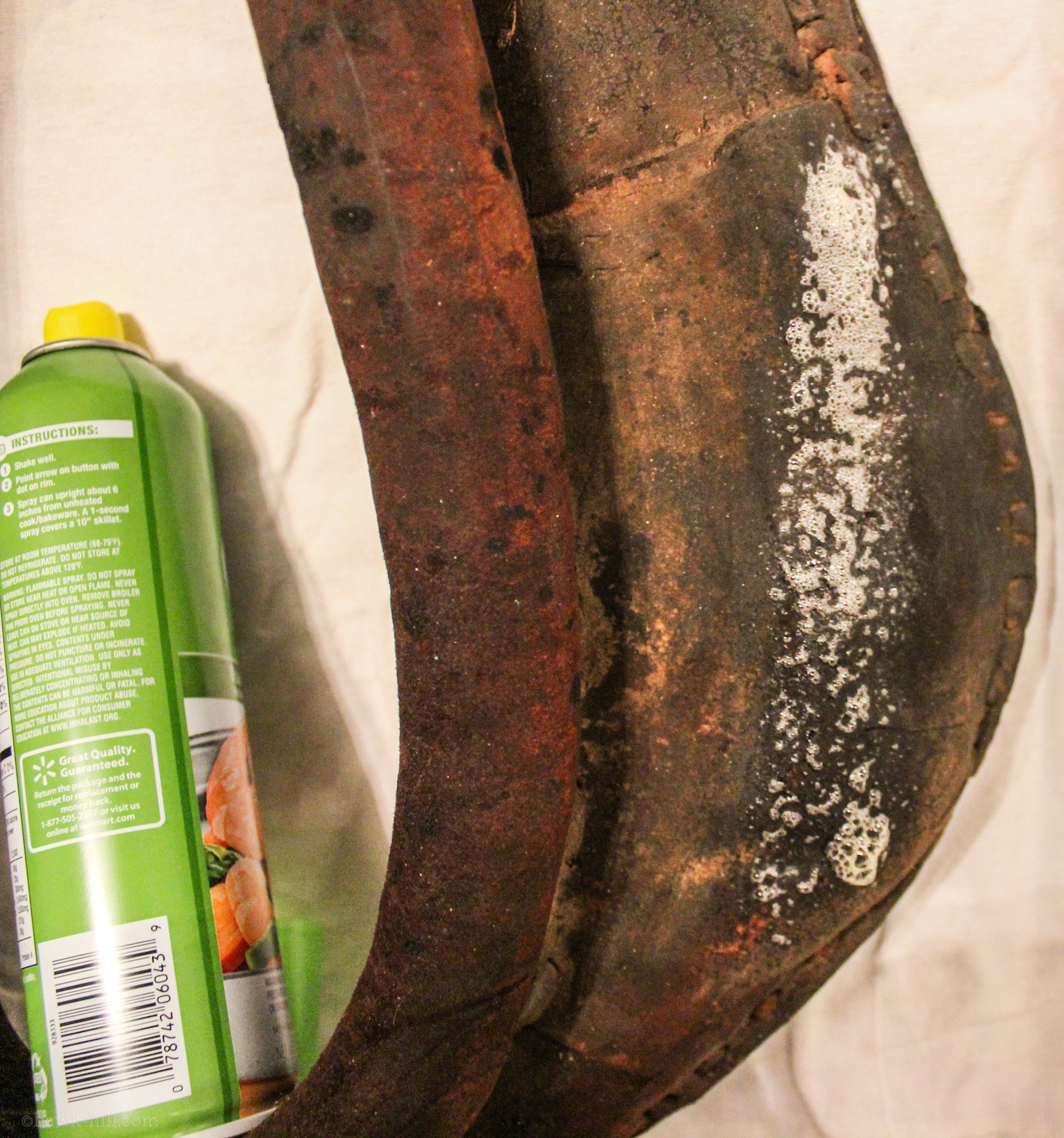 I started by cleaning and oiling the antique harness before building my horse theme Christmas wreath