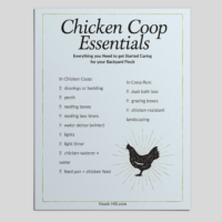 mockup of free printable chicken coop essentials list.