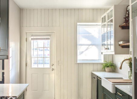 A simple subtle accent wall in a 1910 cottage kitchen in Saint Louis.