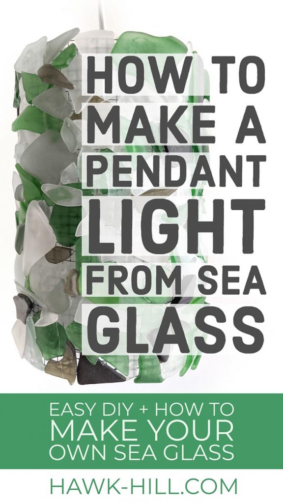 How to make a DIY pendant light with a sea glass hurricane style sleeve