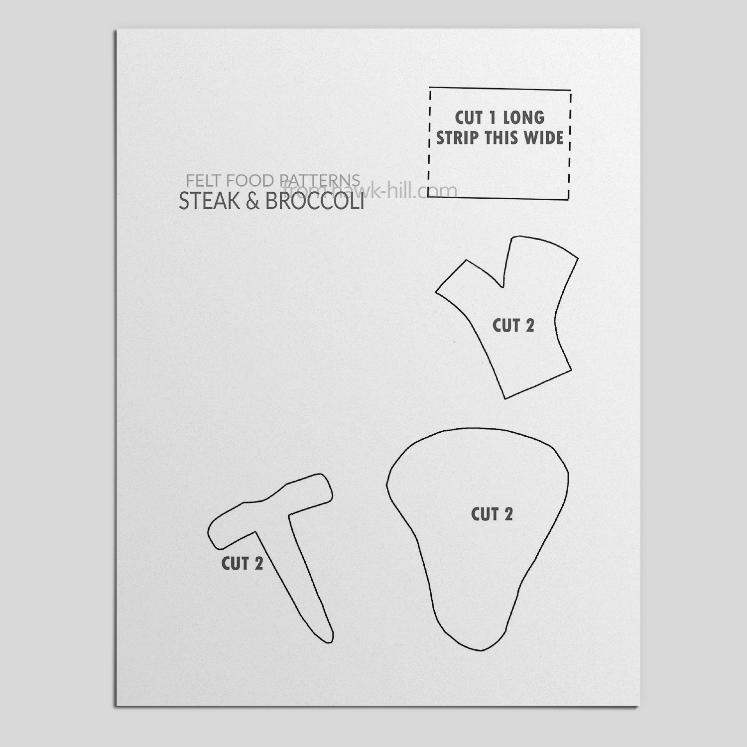 Steak and Broccoli Felt Pattern PDF Download