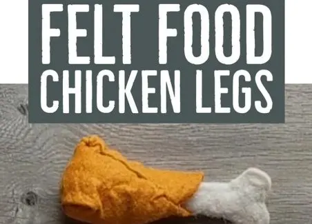 Download a free pattern and instructions for sewing a felt food chicken leg for play kitchens and pretend play.