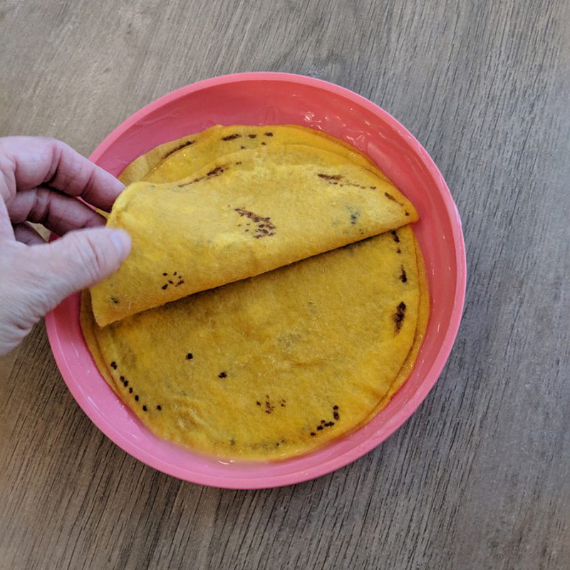 Make sure each felt tortilla is completely saturated