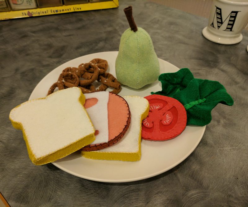  a felt food pear goes great in a play food lunch