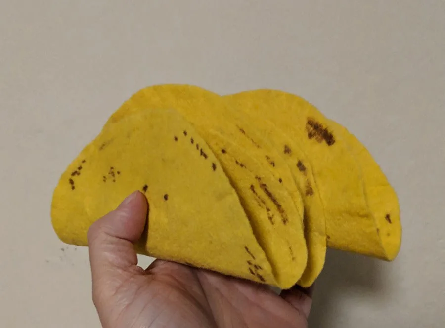 step by step tutorial for making realistic felt taco shells for play food